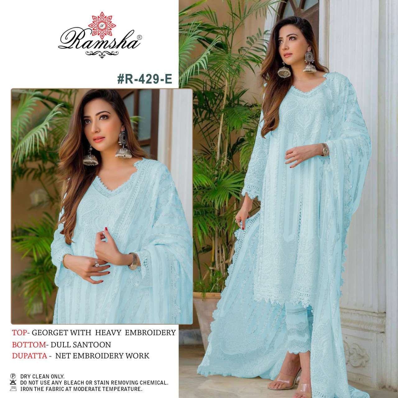 ramsha series R-429 georgette with heavy embroidery suit