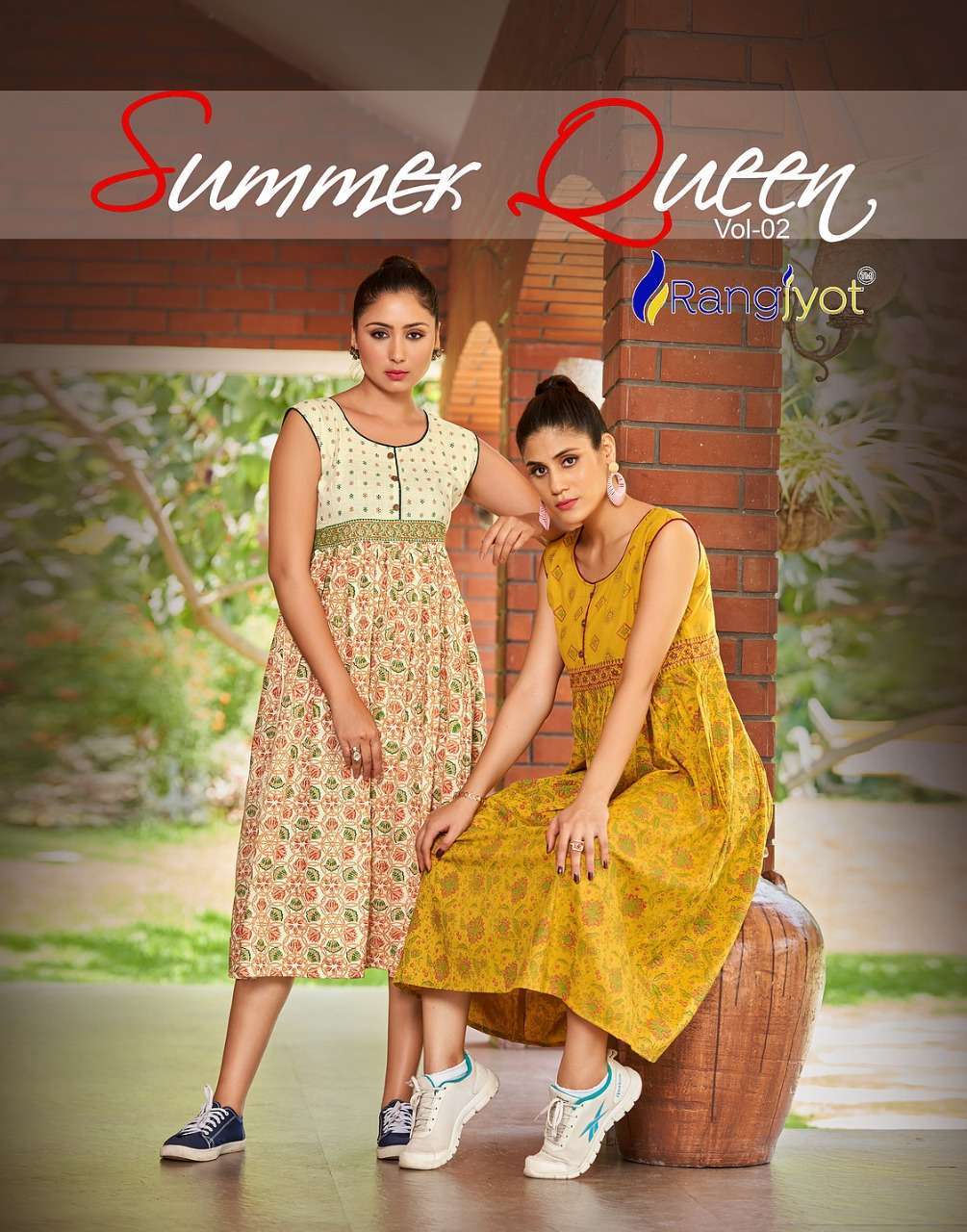 rangjyot summer queen vol 2 series 2001-2008 cotton two tone kurti 