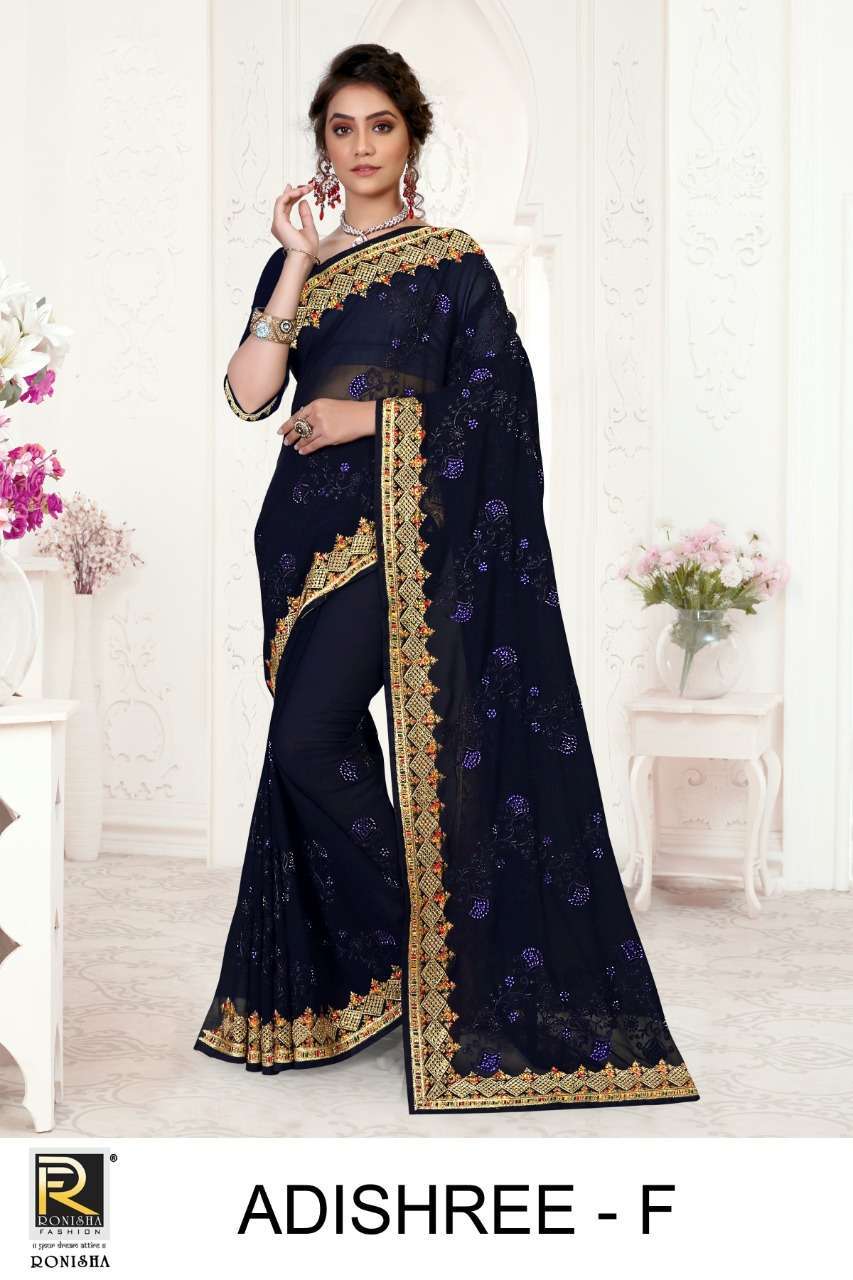 ranjna saree adishree georgette embroidery saree