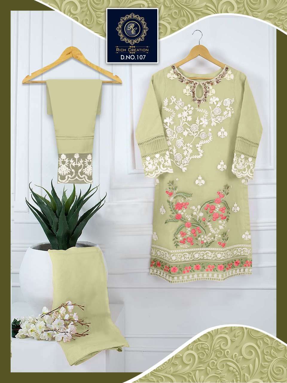 rich creation d no 107 fancy embroidery kurti