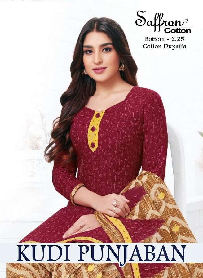 Saffron Cotton Kudi Punjaban series 1001-1012 pure indo cotton suit