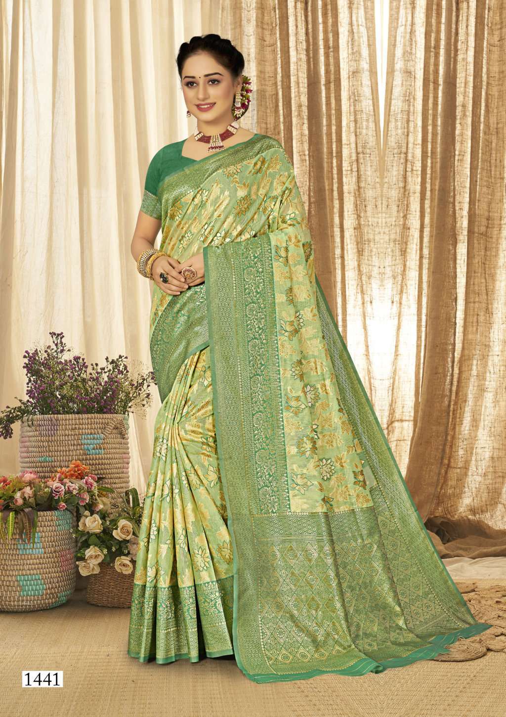 sangam prints anupriya series 1441-1446 organza saree