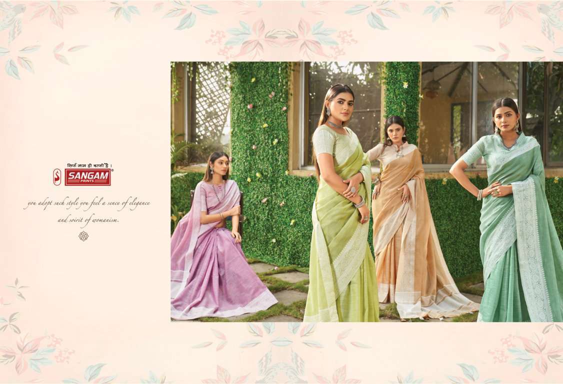 sangam prints vaibhav linen cotton sarees wholesaler