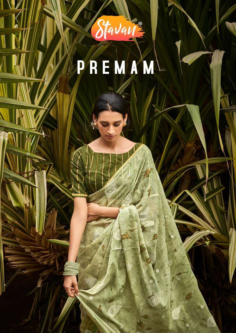 stavan premam series 1001-1010 pure chiffon saree