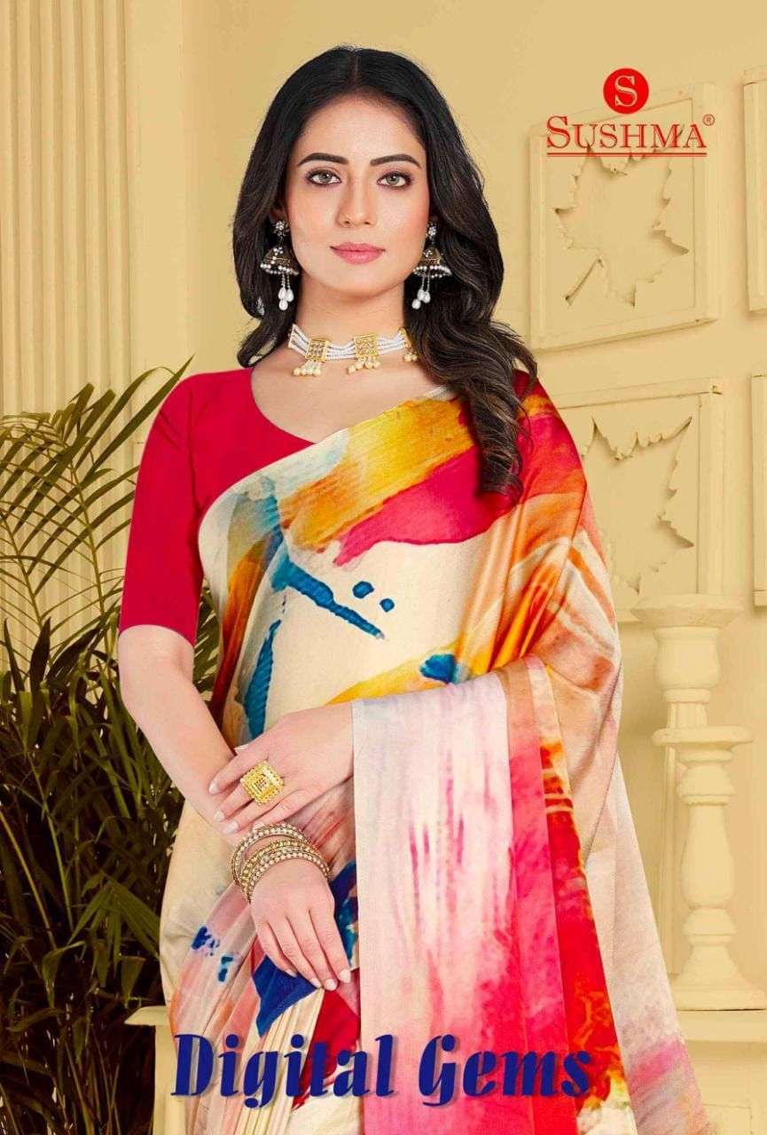 sushma digital gems series 45001-45010 digital satin saree