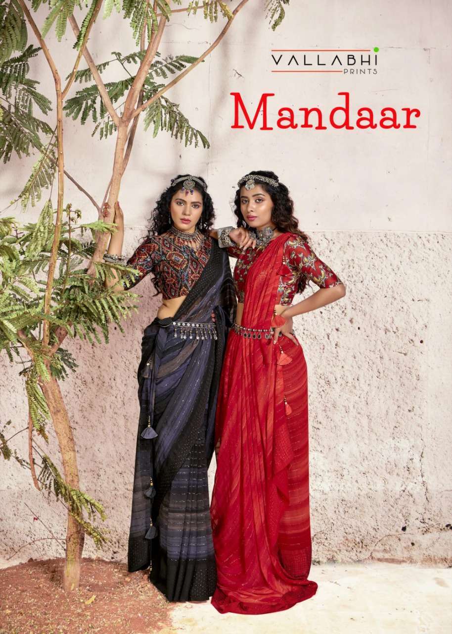 Vallabhi prints mandaar series 15351-15358 georgette print saree