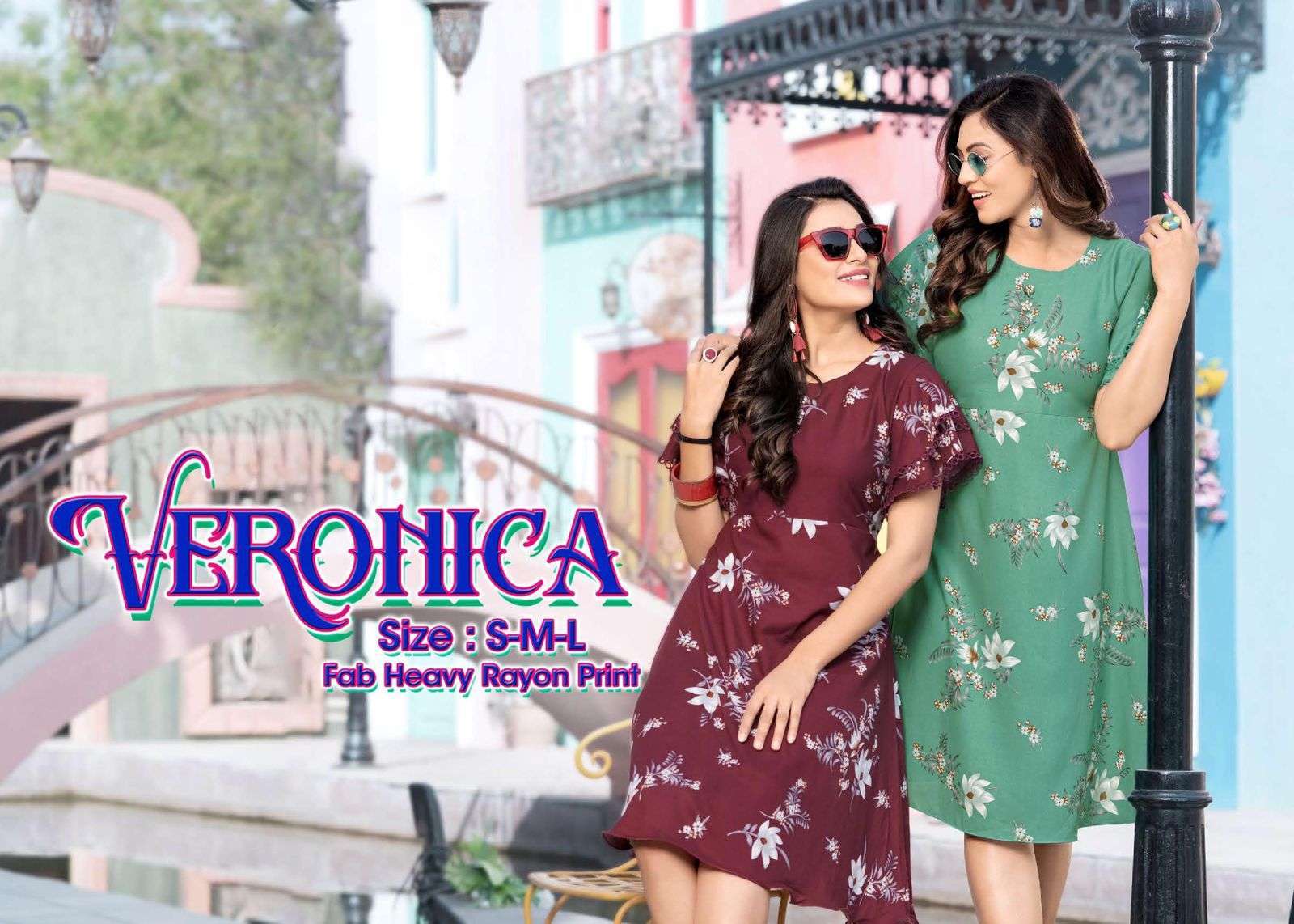 veronica series 101-106 heavy rayon print kurti 