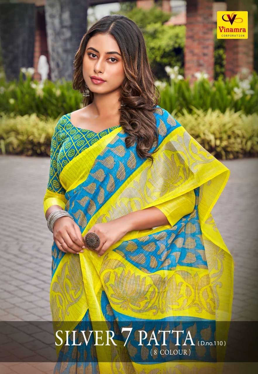 vinamra silver 7 patta series 110 printed saree