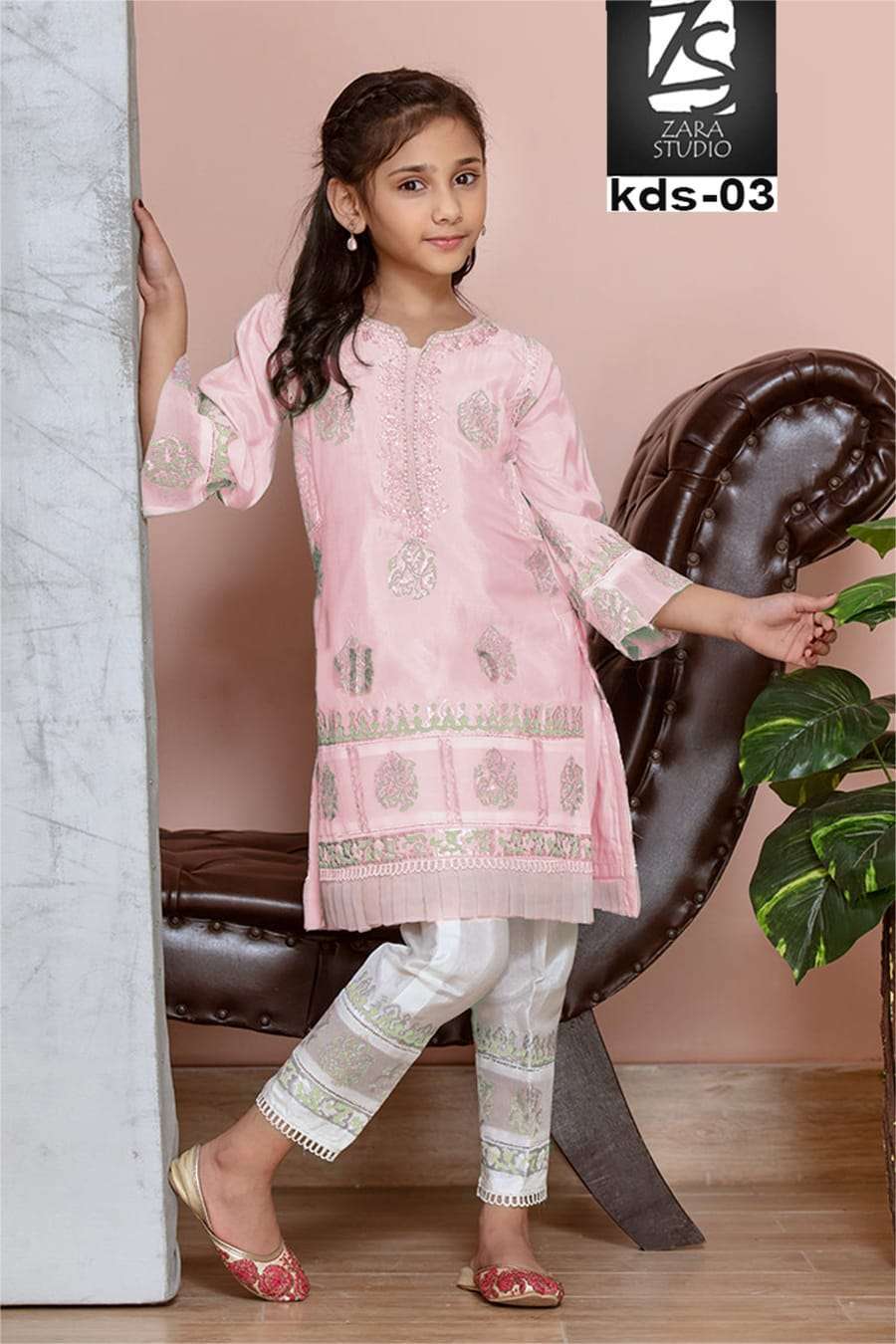 zara kids d no 3 pure georgette Tunic With Classic Embroidery