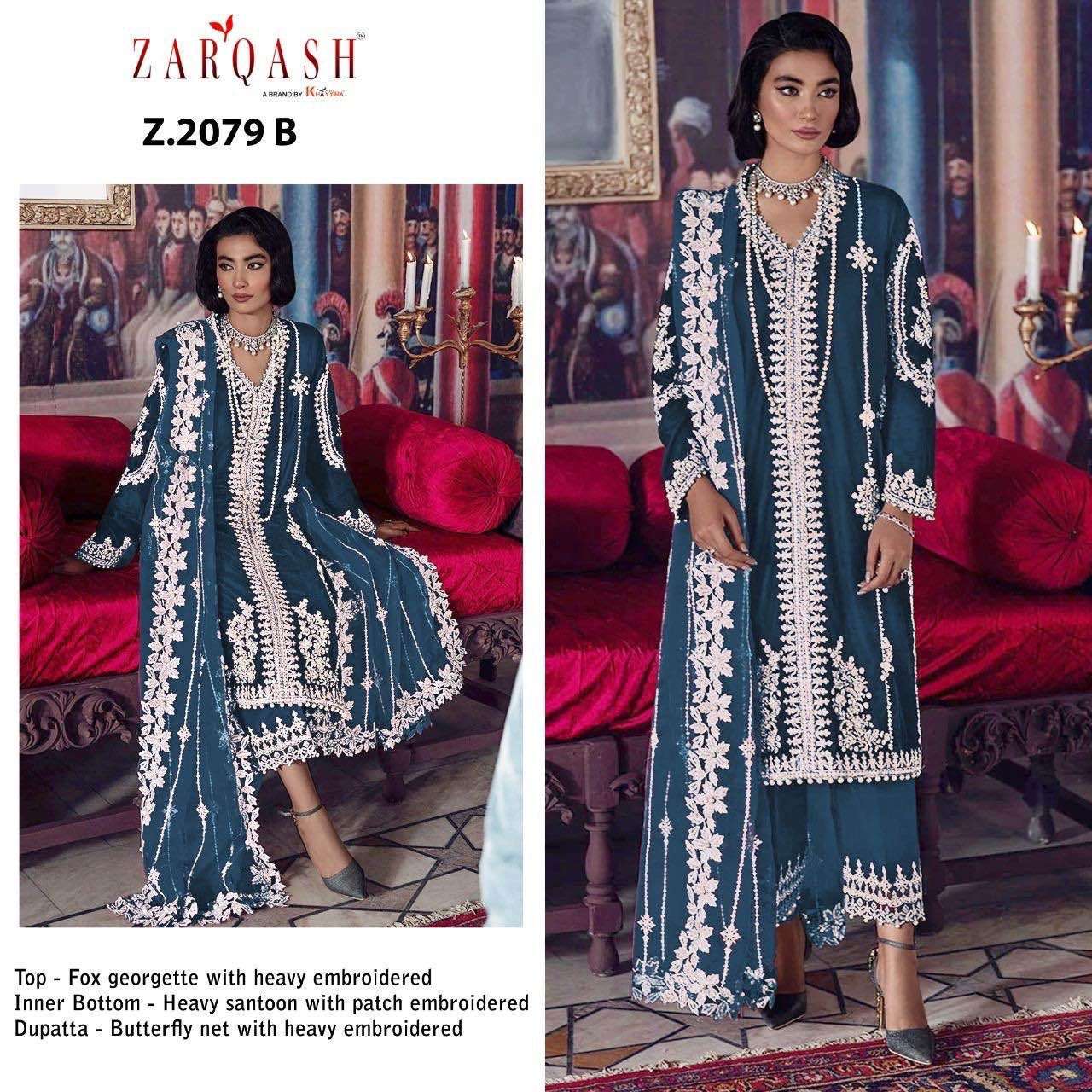 ZARQASH TEHZEEB Z-2079 DESIGNER FAUX GEORGETTE SUIT S