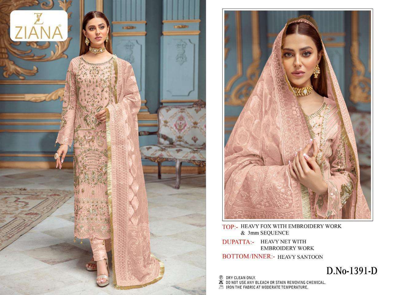 ziana 1391 design colours embroidery dress material 