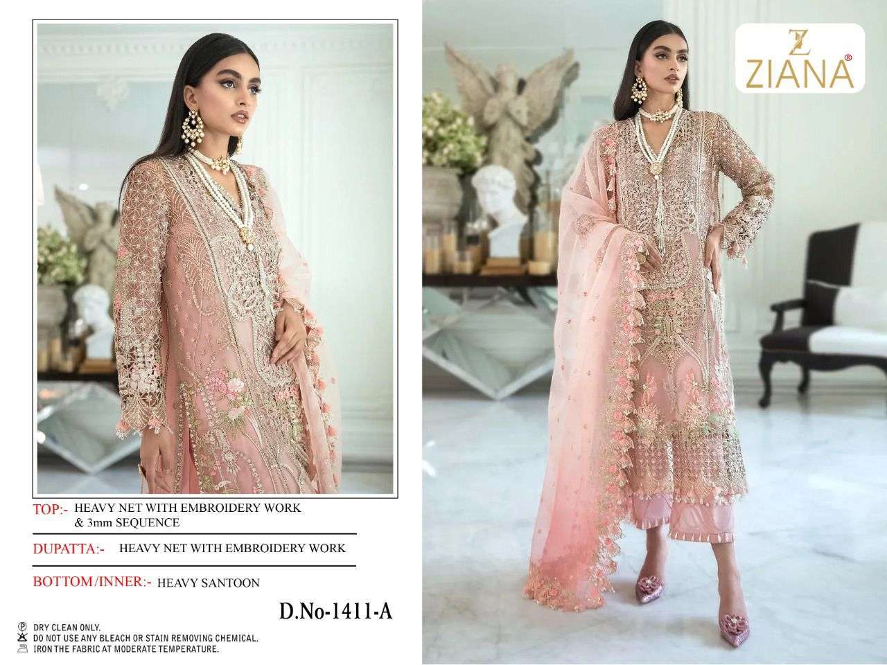 ziana 1411 design heavy net embroidery suit 