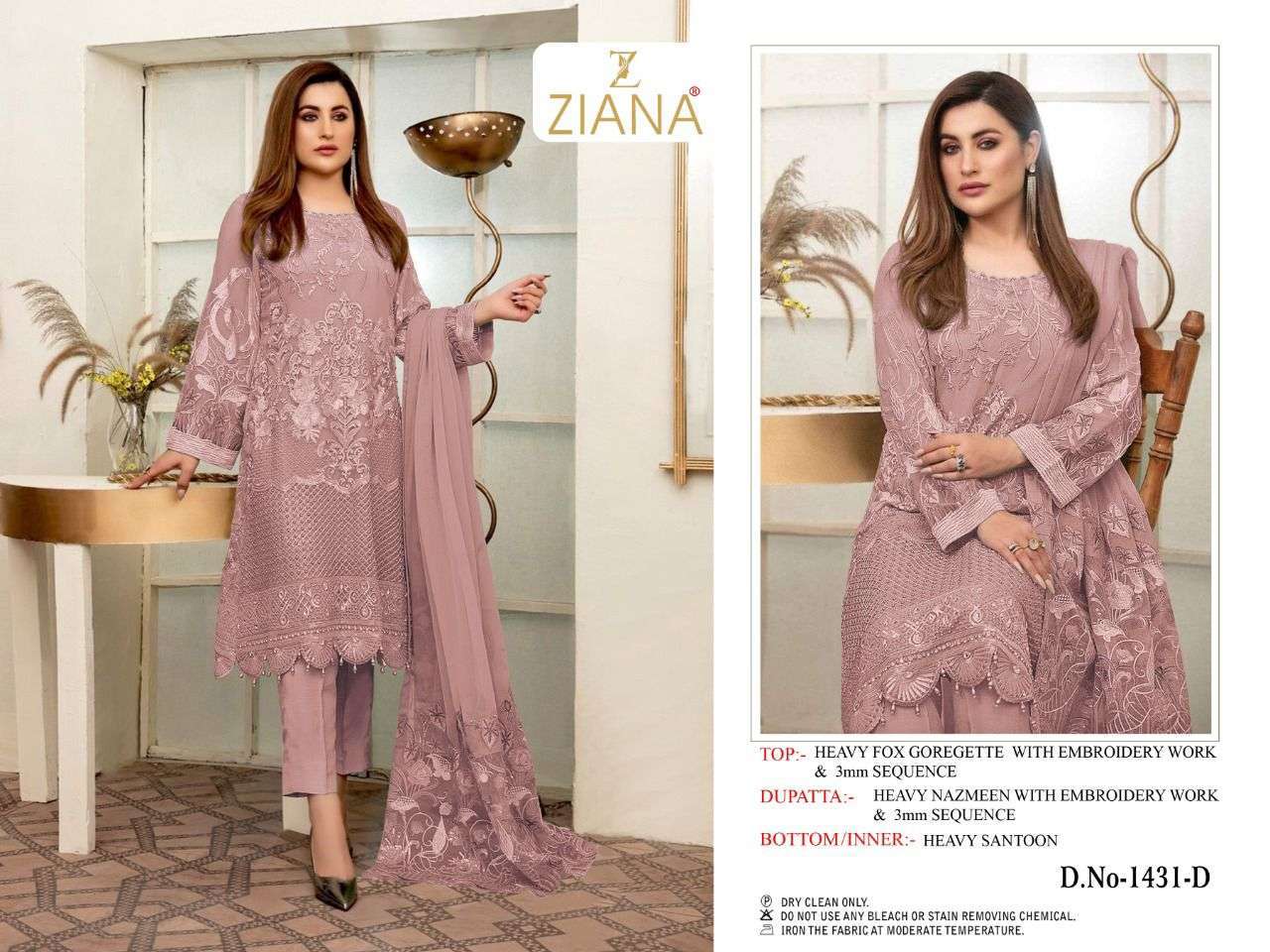 ziana 1431 design heavy faux georgette embroidery suit 