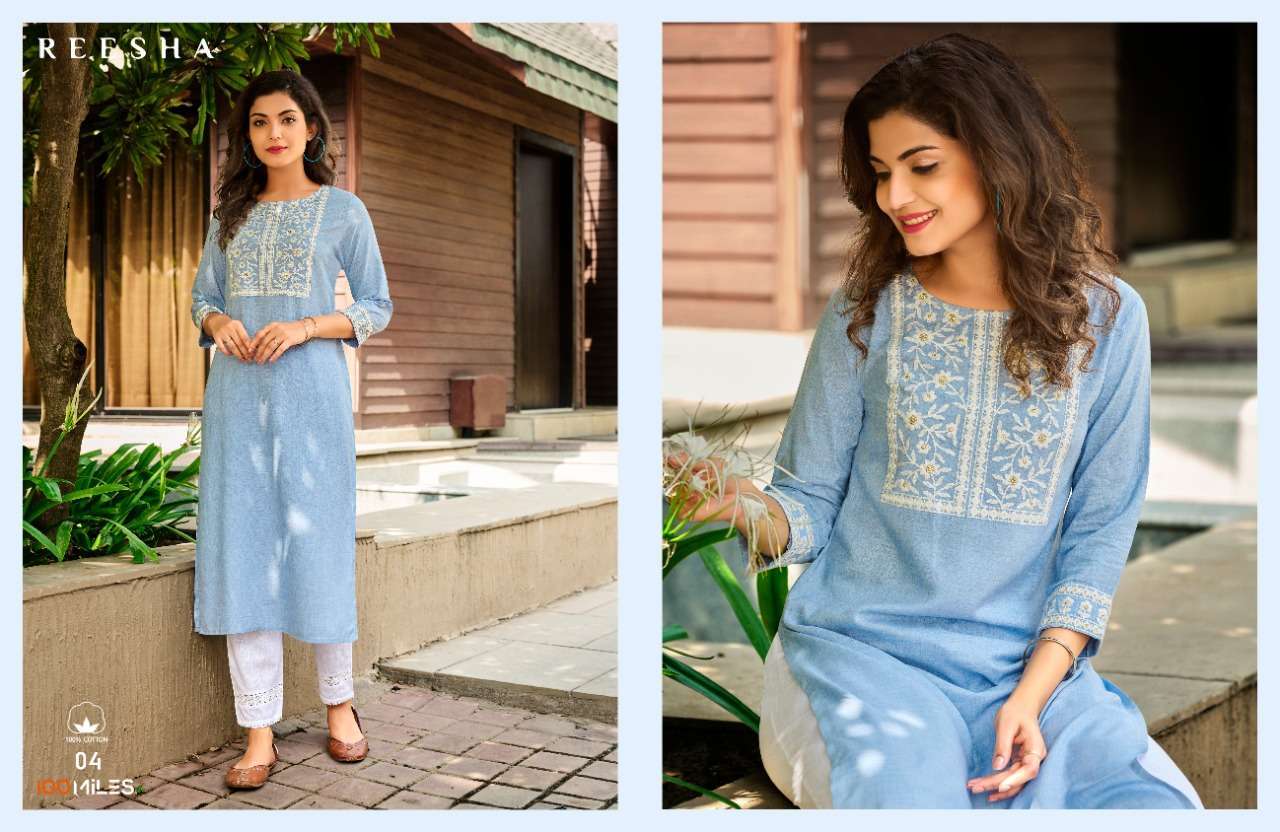 100 miles reesha series 01-04 pure linen cotton kurti