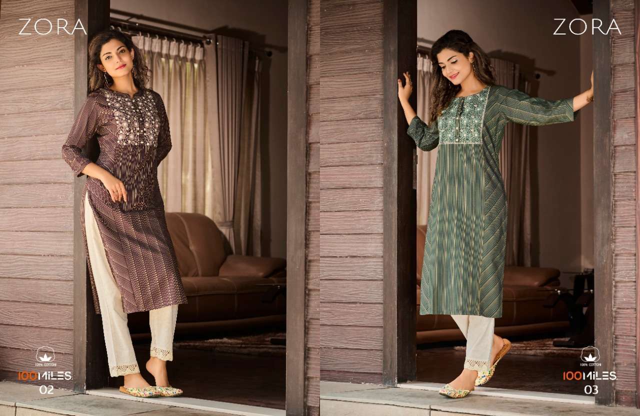 100 miles zora series 01-04  Yarn dyed blended kurti