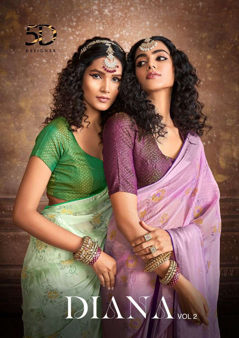 5d designer diana vol 2 series 11861-11868 chiffon saree