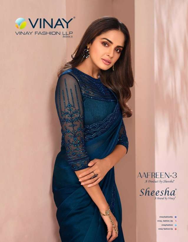 aafreen vol 3 by vinay chiffon embroidery wedding designer saree