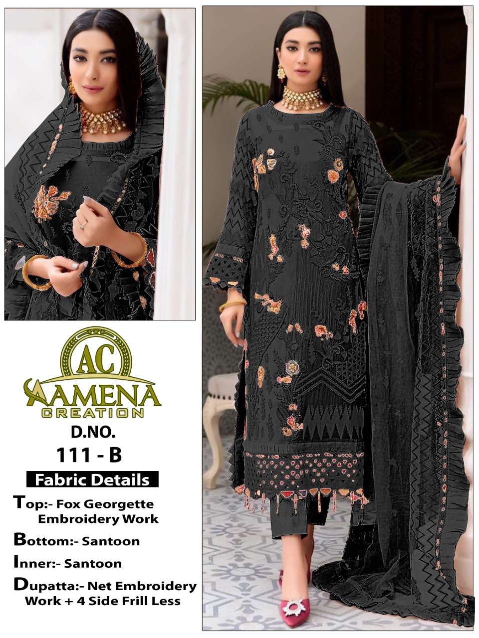 AAMENA CREATION 111-A DESIGNER HEAVY FAUX GEORGETTE SUIT 