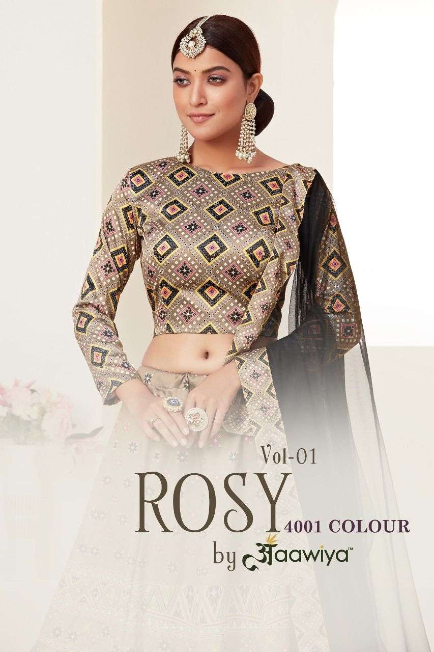 AAWIYA ROSY 4001 COLOURS DESIGNER AJMERI SILK LEHENGA 