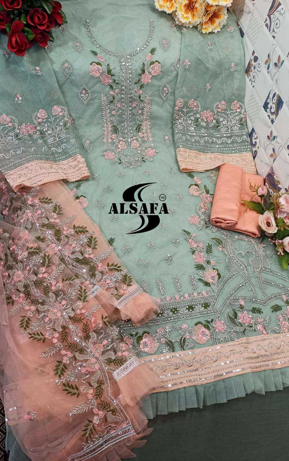 AL SAFA S-3019 DESIGNER ORGANZA SAREE 