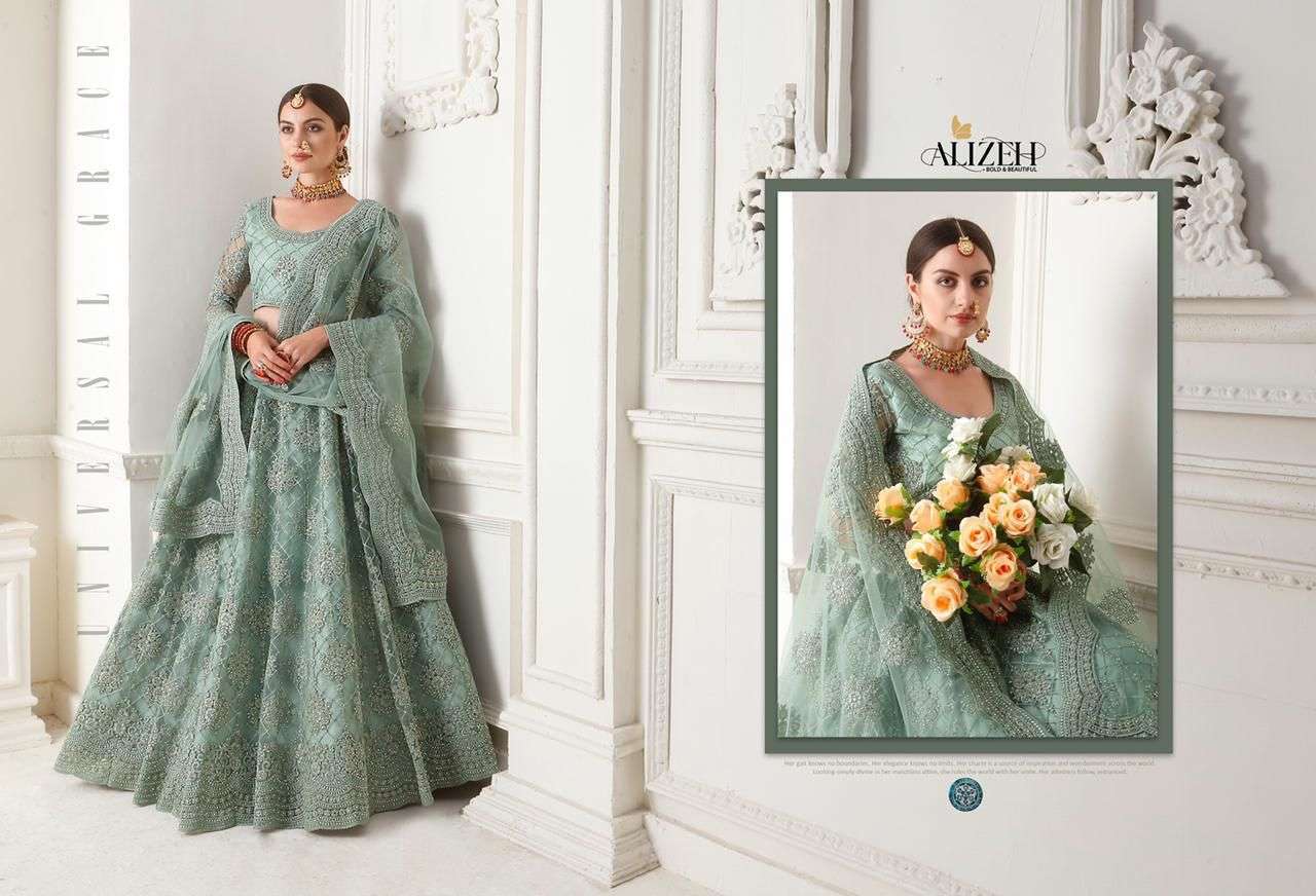 alizeh 1004 design embroidery net lehenga