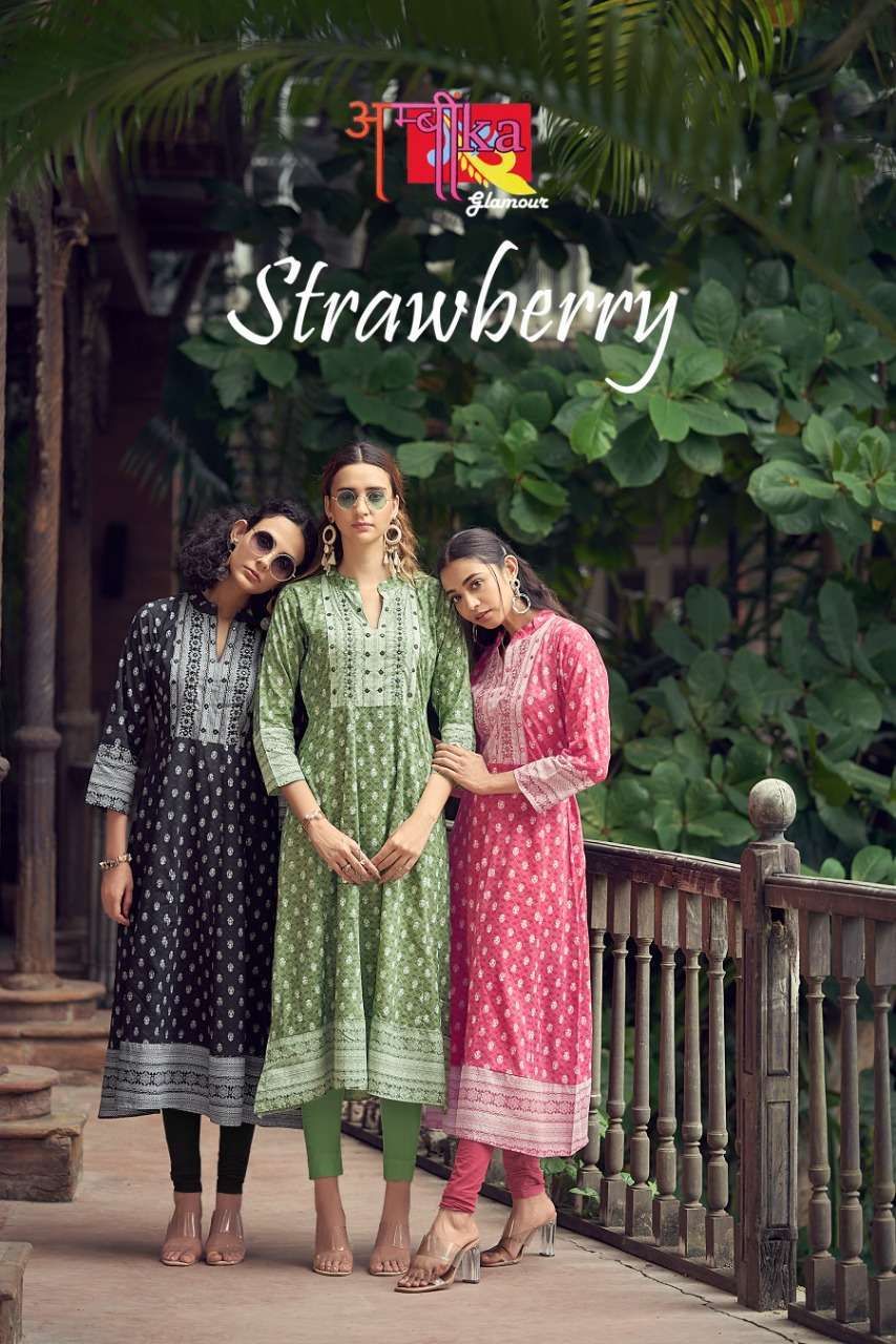 ambika strawberry Rayon 14 kg kurti