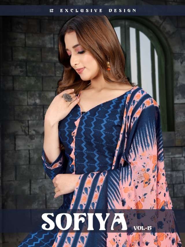 Amit Sofiyana Vol-15 series 1501-1512 pure cotton readymade suit