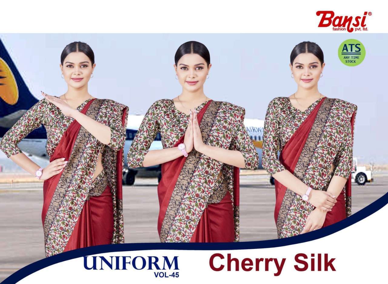 bansi ats cherry silk uniform vol 45 series 2431-2446 crackle saree