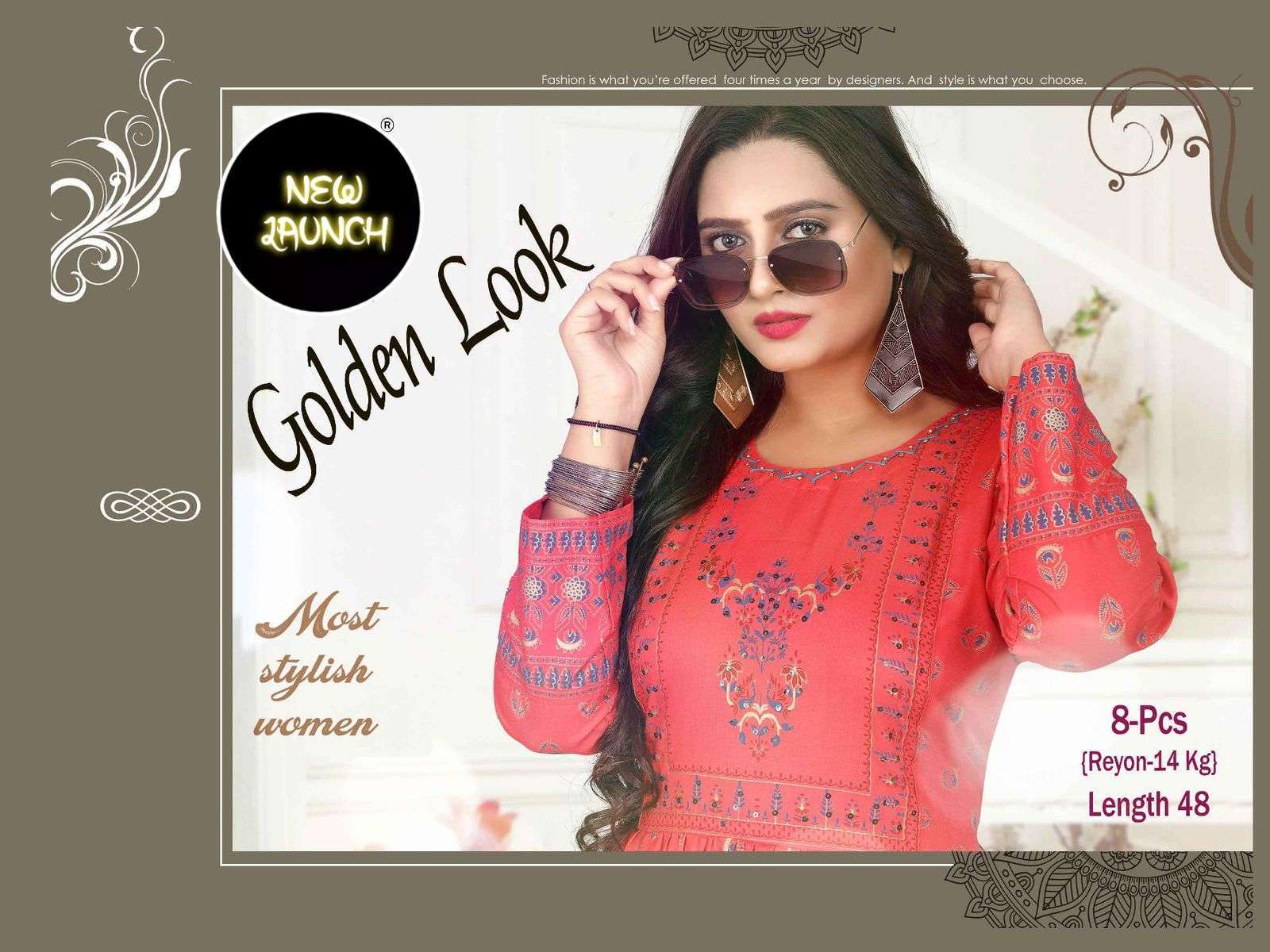 Beauty Queen Golden Look Vol 1 series 001-008 14 kg rayon kurti