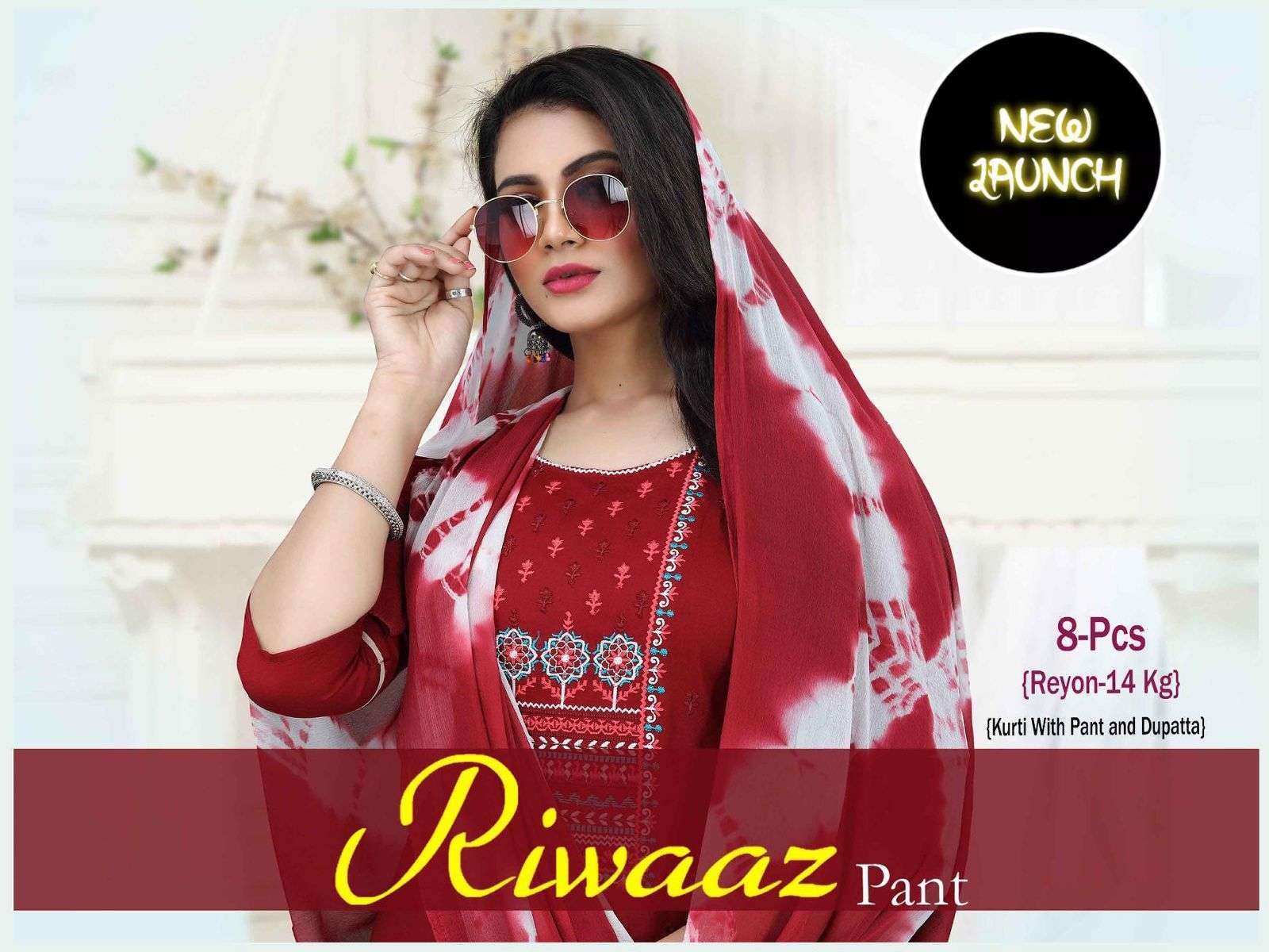 Beauty Queen Riwaaz pant series 001-008 14 kg rayon readymade suit