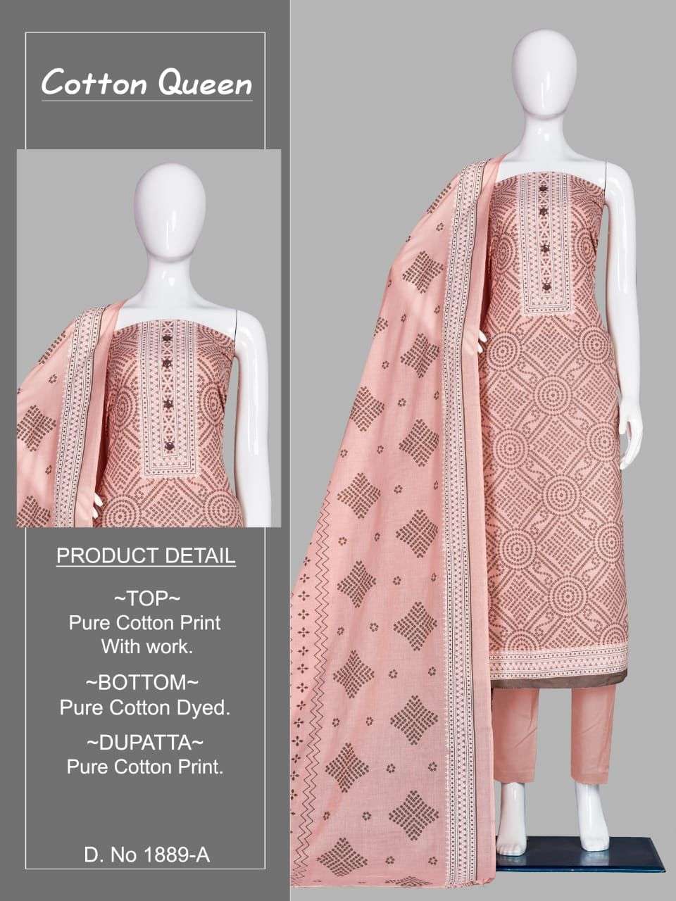 bipson cotton queen 1889 pure cotton khadi print suit 