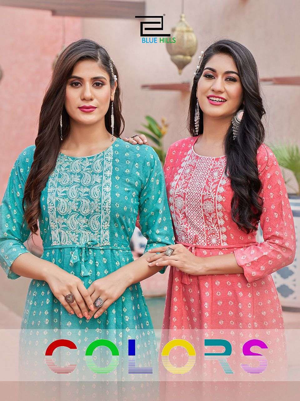 blue hills colors series 1001-1004 14 kg rayon print kurti