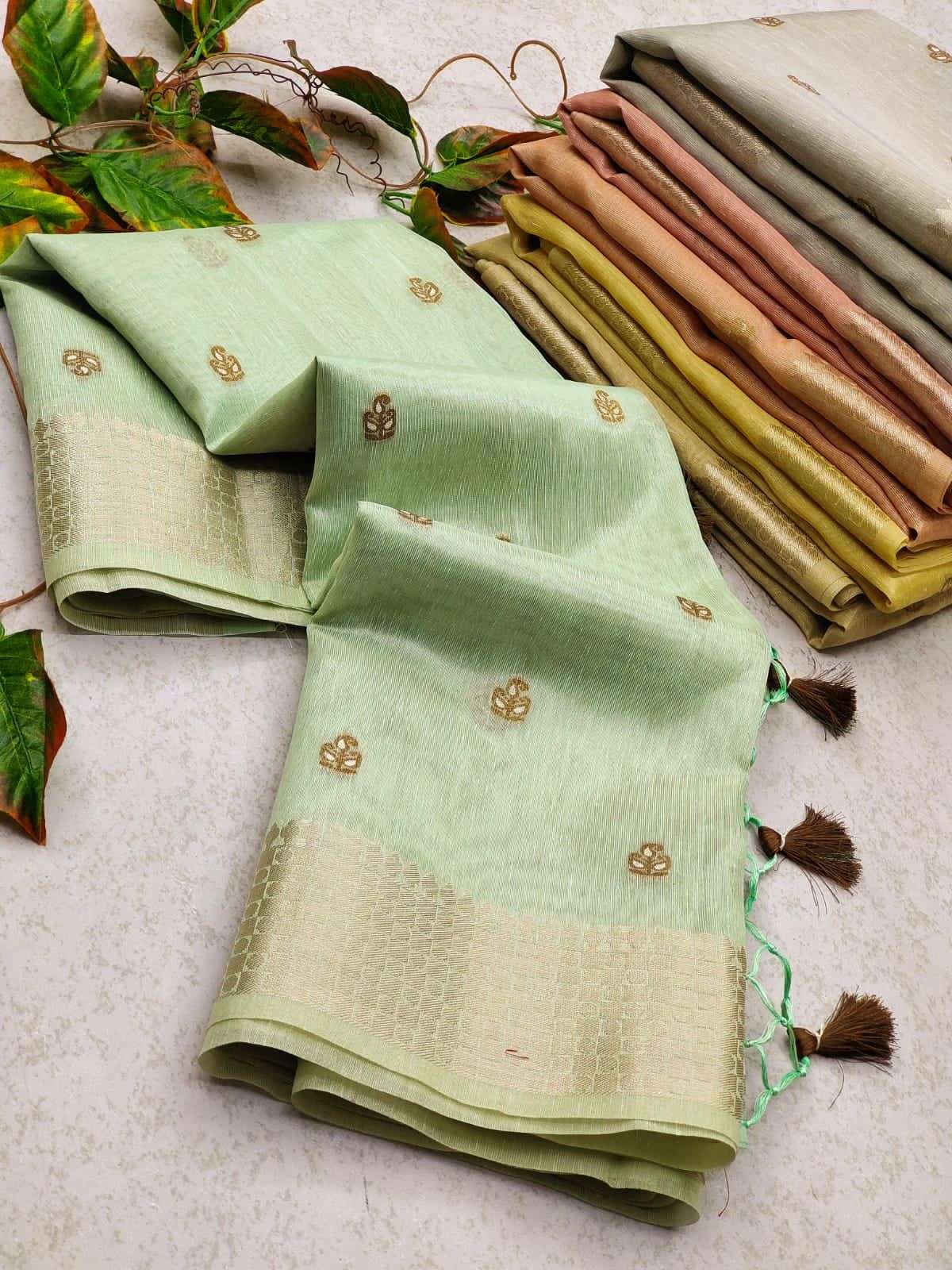 BT-10 DESIGNER LINEN TISSUE SAREE