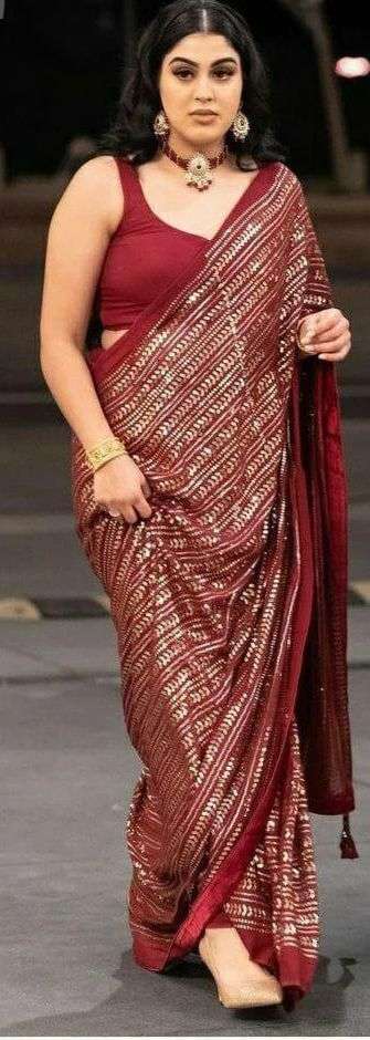 BT-16 DESIGNER HEAVY GEORGETTE 5MM SEQUENCE WORK SAREE