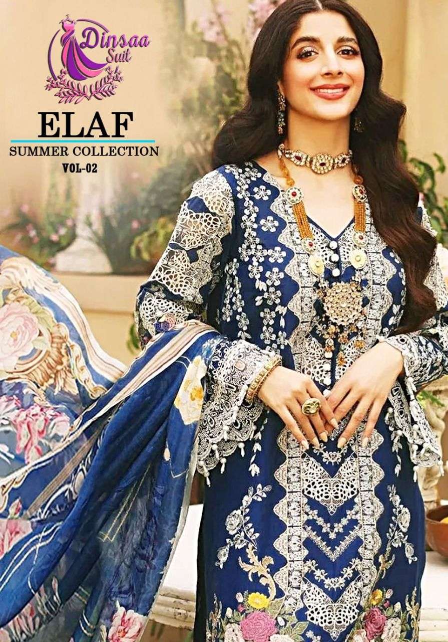 DINSAA ELAF SUMMER COLLECTION VOL-2 DESIGNER PURE COTTON SUIT 