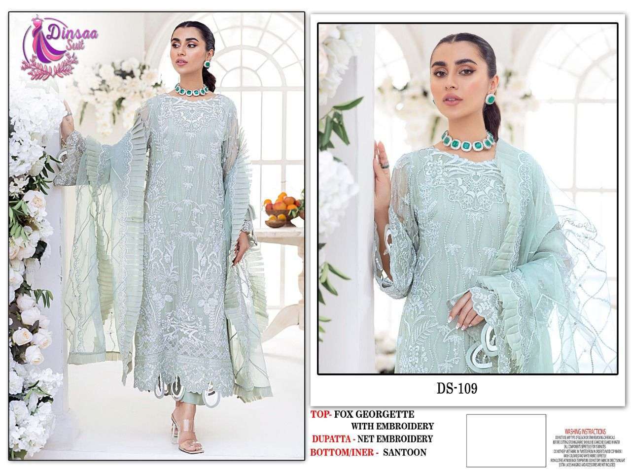 dinsaa nureh vol 1 series 109-110 heavy faux georgette suit