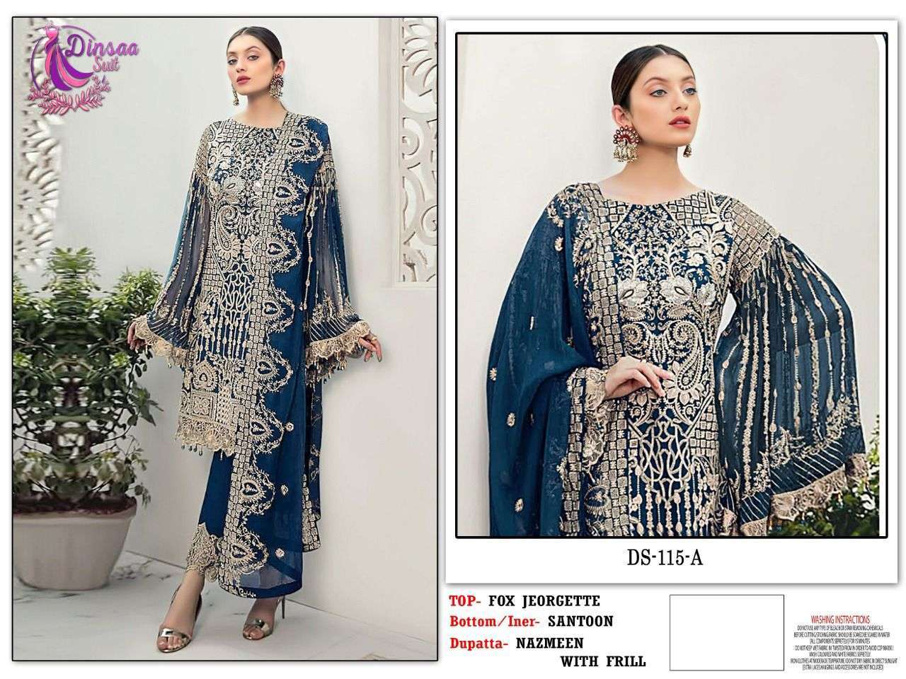 dinsaa suit d 115 embroidered faux georgette suit 