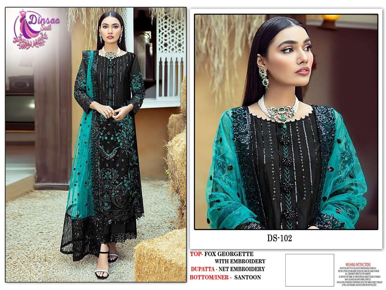 DINSAA SUIT DS-102 DESIGNER FAUX GEORGETTE SUIT 