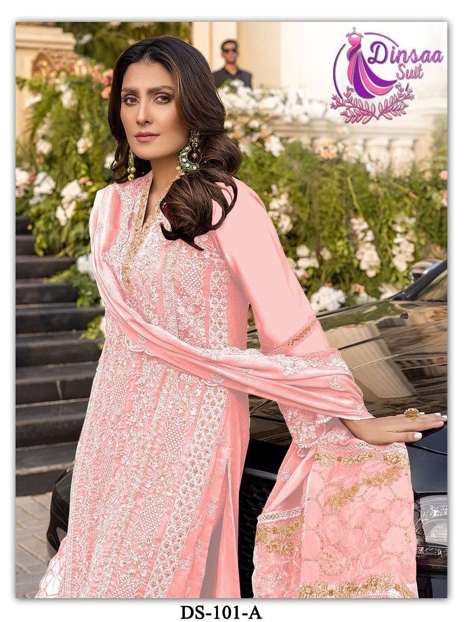 DINSAA SUIT SERIES 101 DESIGNER HEAVY FAUX GEORGETTE SUIT 