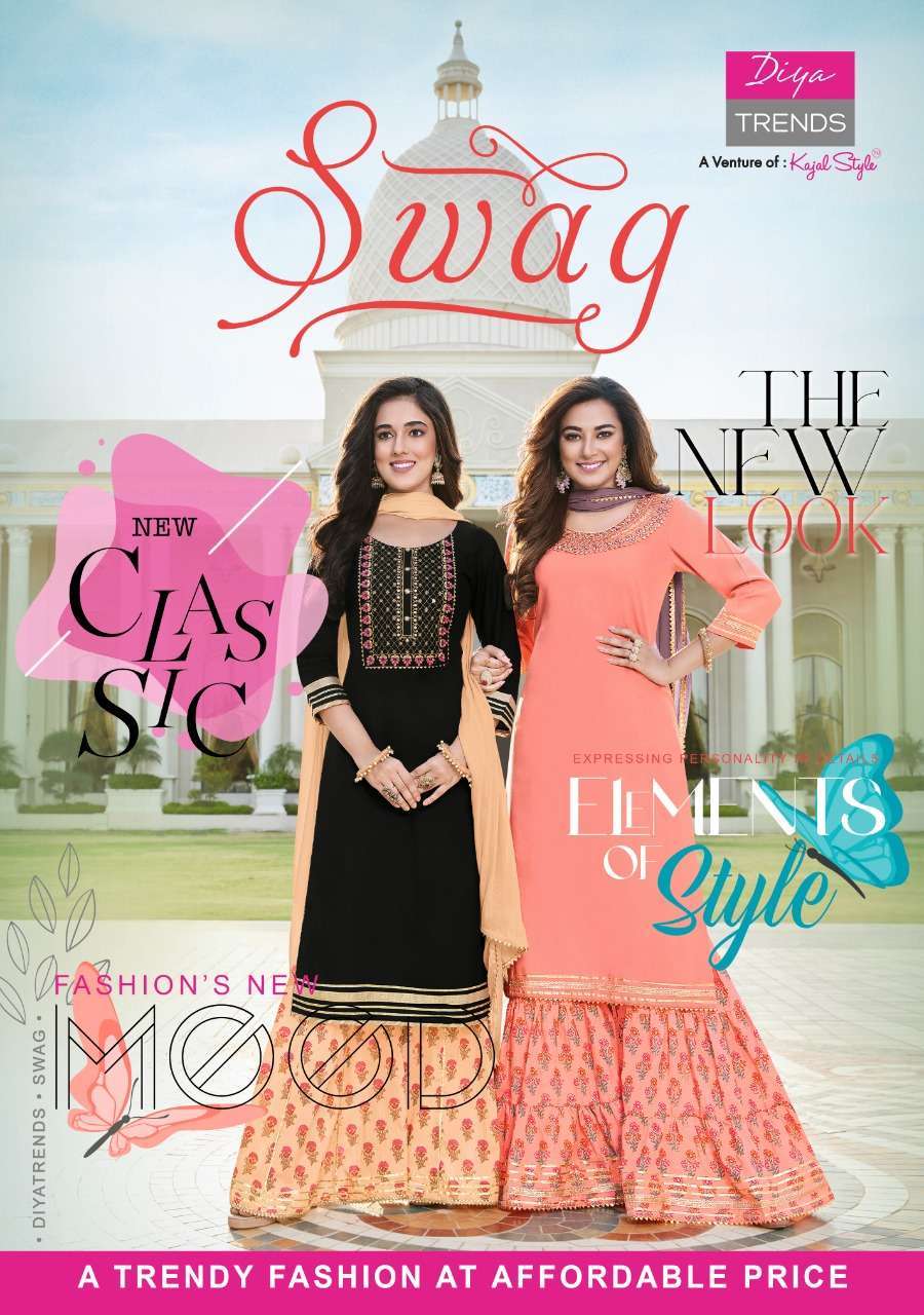 diya trends swag vol 1 series 1001-1008 rayon sharara suit 