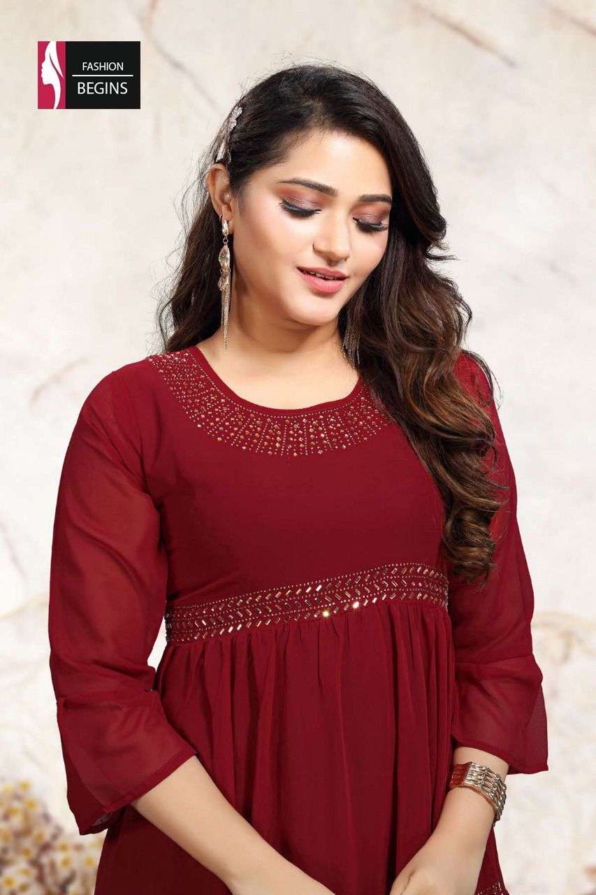 fashion begins gangour series 8132 georgette kurti 