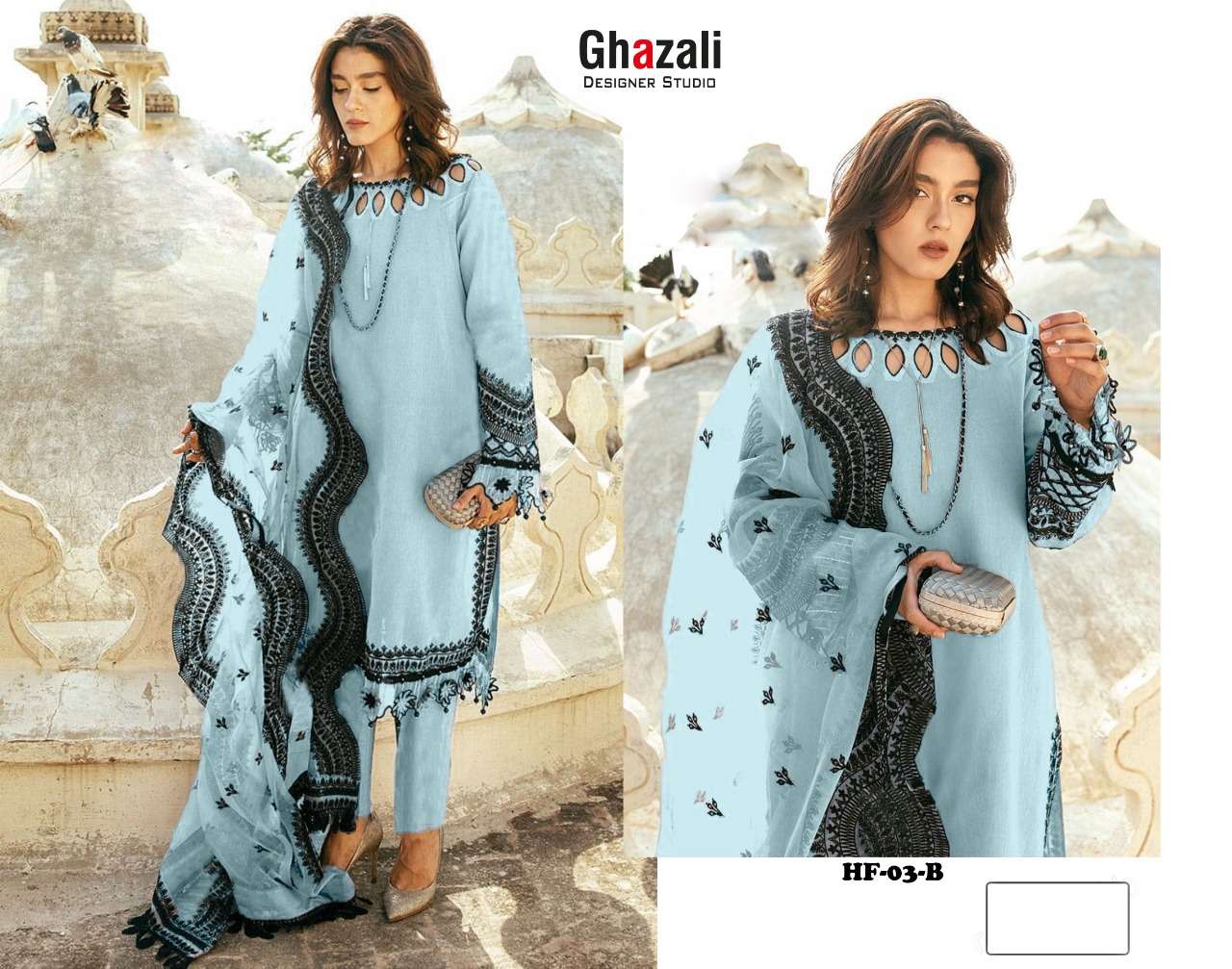 GHAZALI DESIGNRR STUDIO HF-03 DESIGNER LAWN COTTON SUIT 