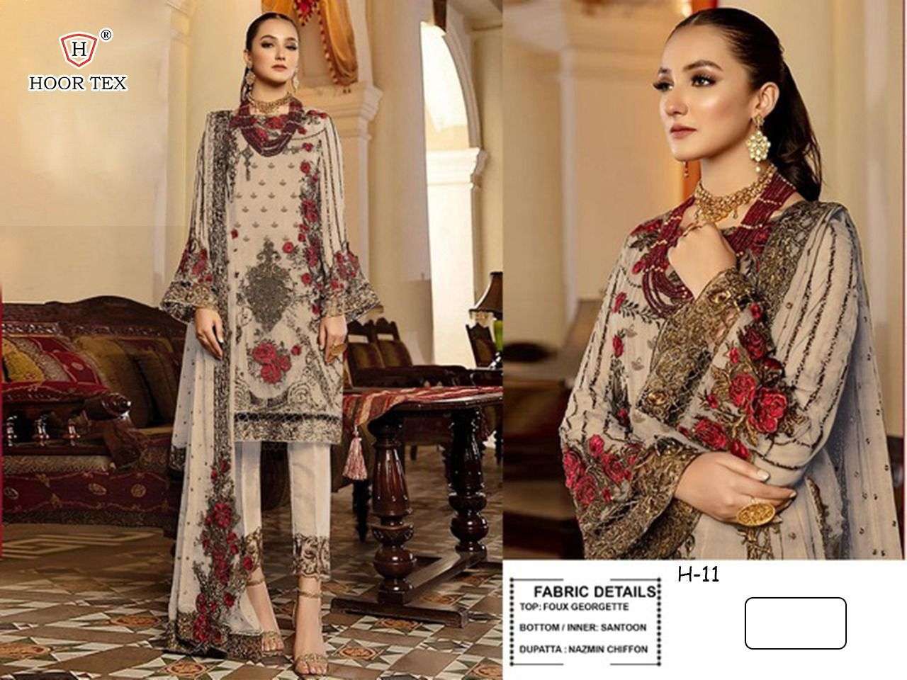 hoor tex H-11 faux georgette embroidery work suit 