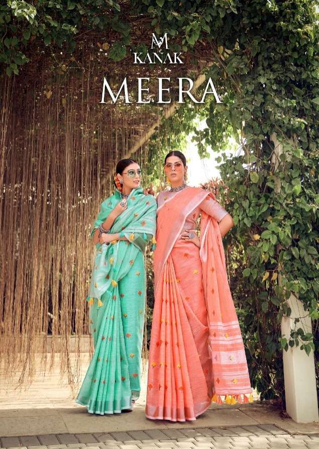 kanak sarees meera series 1001-1008 linen cotton saree