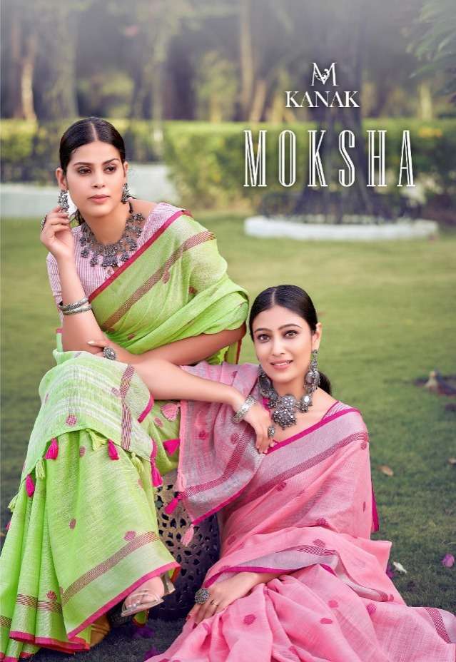 kanak sarees moksha series 1001-1008 linen cotton saree