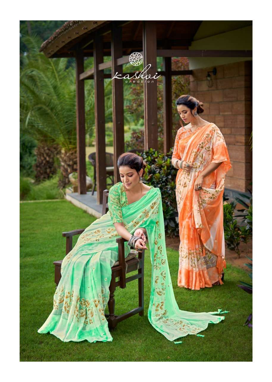 kashvi gulnaaz series 2001-2010 georgette satin saree