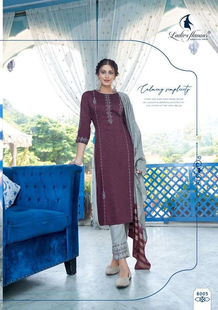ladies flavour aarohi vol 8 series 8001-8006 heavy chinon readymade suit
