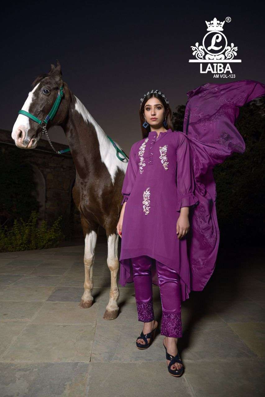 laiba am vol 123  pure georgette readymade suit 