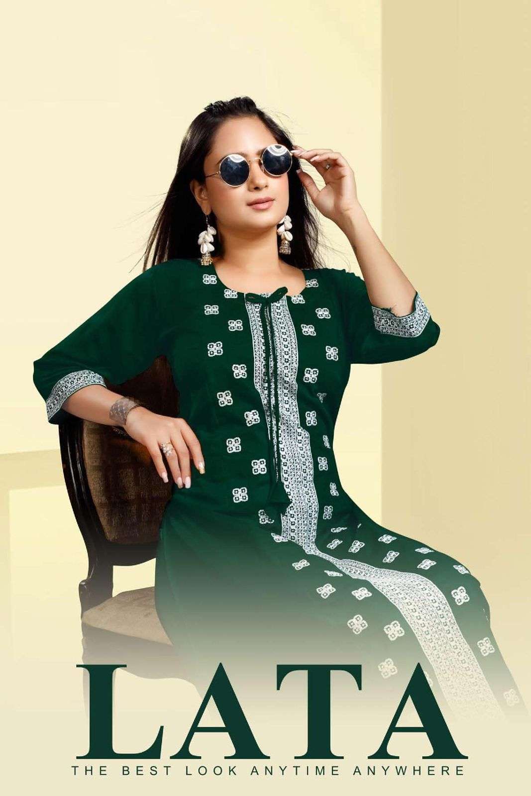 Lata series 8146 heavy rayon embroidery kurti