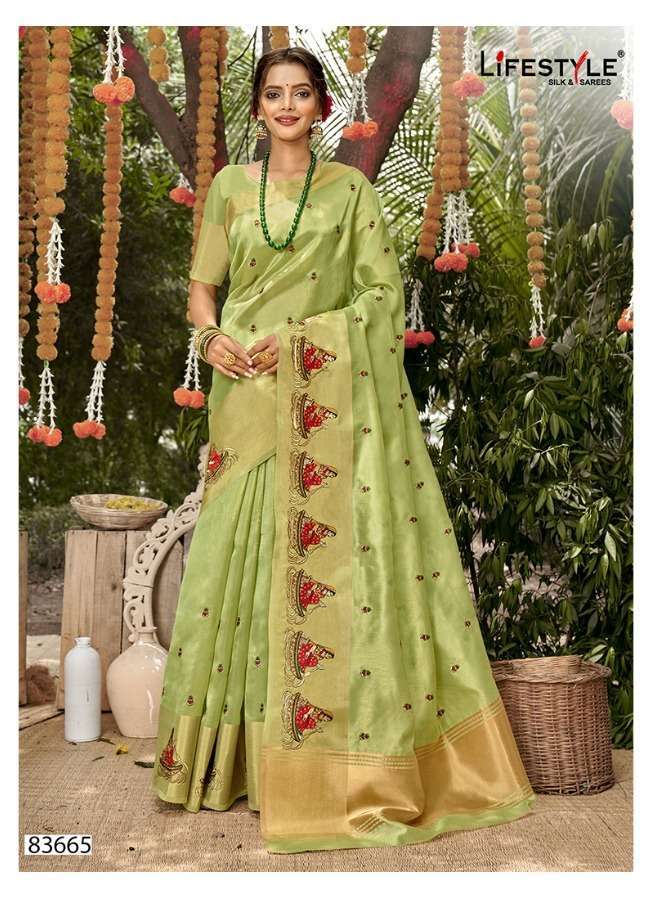 lifestyle organza weaves vol 1 series 83661-83666 organza saree